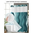 thumbnail image 4 of No Hook Cloth Fabric Shower Curtain with Snap in Liner, Abstract Turquoise Moire Waterproof Shower Curtains Set with See Through Top Window, Gradient Coastal Ocean Geometric Bath Curtains 54"x78", 4 of 6