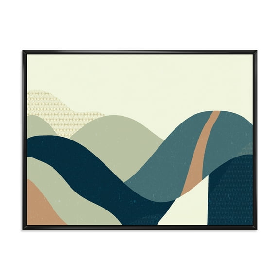 Designart 'Landscape With Hills Abstract Geometric Art' Modern Framed Canvas Wall Art Print