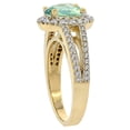 thumbnail image 3 of 10K Yellow Gold Natural Green Amethyst Halo Ring Oval 8x6 mm with Diamond Accents, size 10, 3 of 4