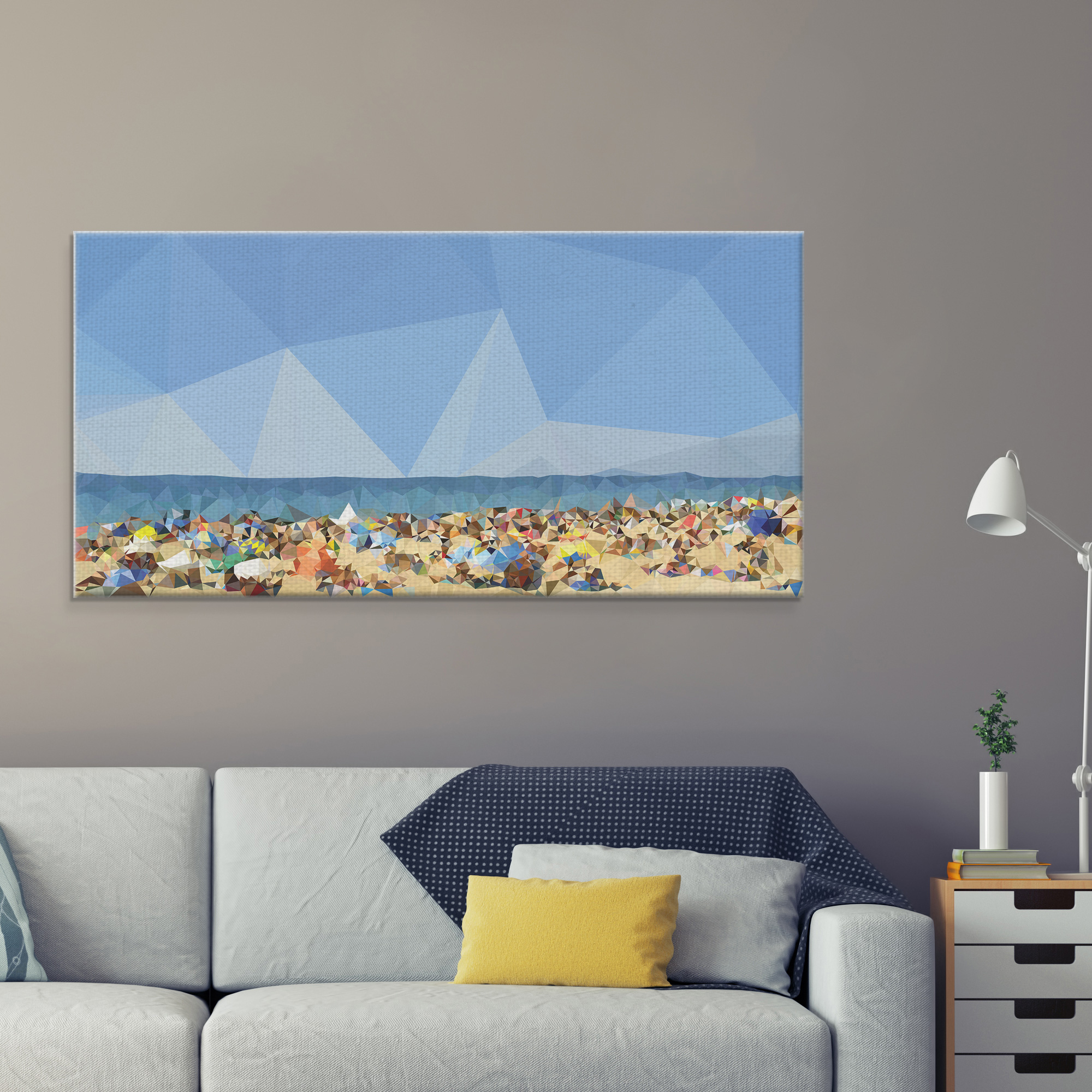 Masterpiece Art Gallery Beach Geometric Fragments C by The Studio Canvas Art Print 24" x 48"