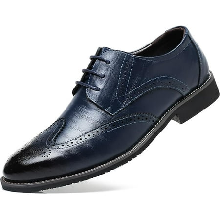Men s Classic Leather Formal Business Oxford Wingtip Lace Up Retro Casual Dress Shoes for Men Comfortable
