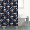 thumbnail image 4 of Navy Highland Cow Flower Pattern Shower Curtain 72"x72" ,Bathroom Decorative Shower Curtains Set with 12 Hooks,Modern Waterproof Washable Shower Curtain, 4 of 6