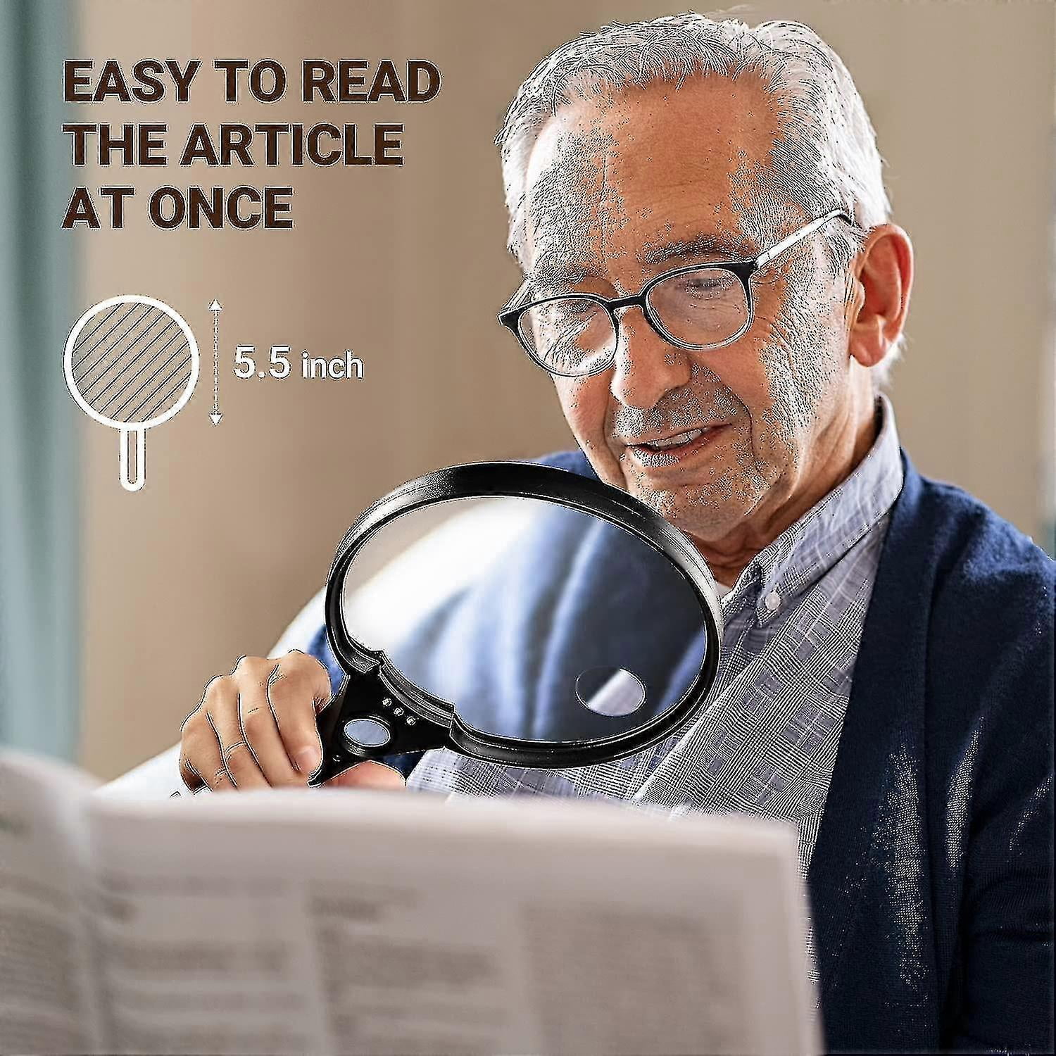 Extra Large Led Handheld Magnifying Glass With Light - 2x 4x 25x Lens ...