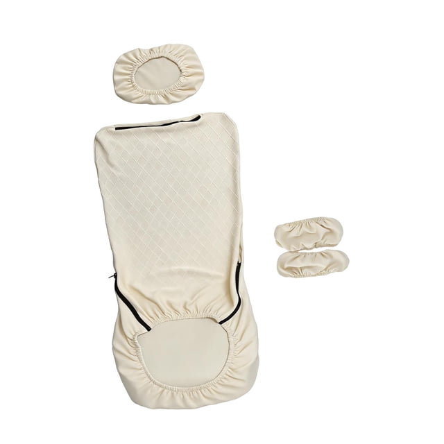 twisto Office Chair Covers Removable Elastic Chair Seat Cover with Headrest Slipcover And Armrest Protector Polyester Yarn Suitable for Home Office Study Spa White