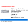 thumbnail image 2 of Right Passenger Side Headlight Assembly - Compatible with 1999 - 2002 Chevy Silverado 1500 2000 2001, 2 of 2