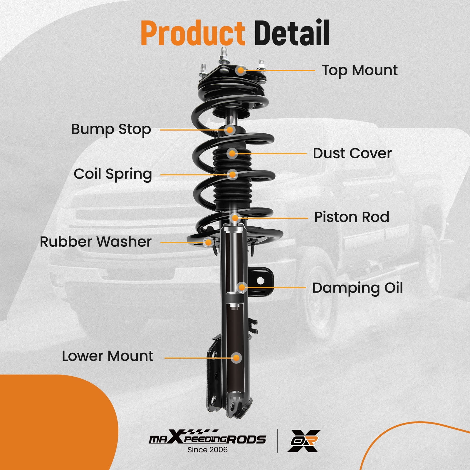 maXpeedingrods Front Struts Shock Absorber for Ford Explorer 2011-2013 FWD, 172621 172620 Complete Shocks Struts w/Coil Spring Assembly