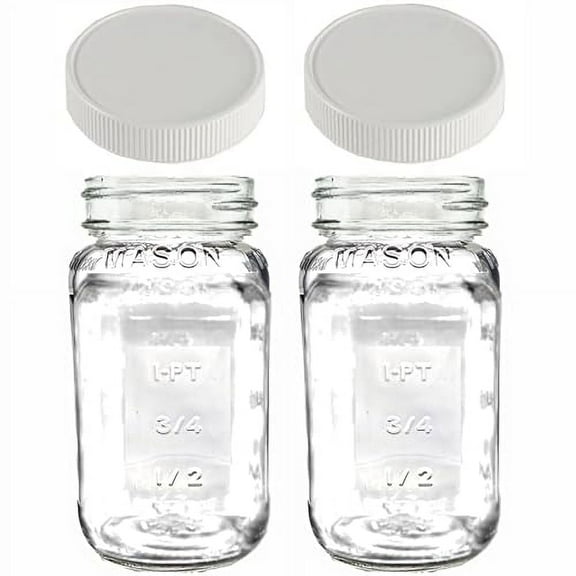 Jarming Collections 24oz Glass Mason Jars – BPA-Free Plastic Lids, Airtight Reusable Jars for Canning, Food Storage & Pantry Organization – Made in USA (2 pack) (Set of 2)