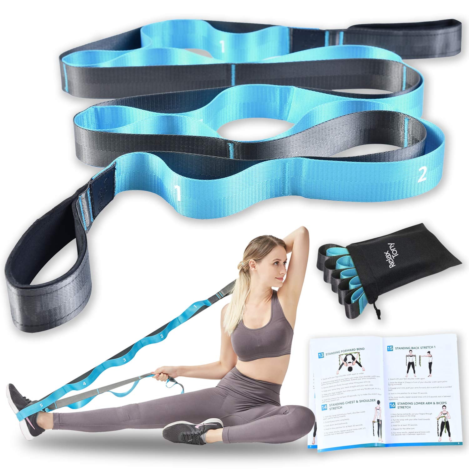 Stretch out Strap Yoga Strap Polyester 12 Loops Fitness Stretching