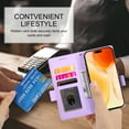 thumbnail image 6 of Compatible with iPhone 16 Wallet Case, Classic PU Leather Flip Folio Case with Card Holders Kickstand [Shockproof TPU Inner Shell] Phone Cover for iPhone 16, Purple, 6 of 7