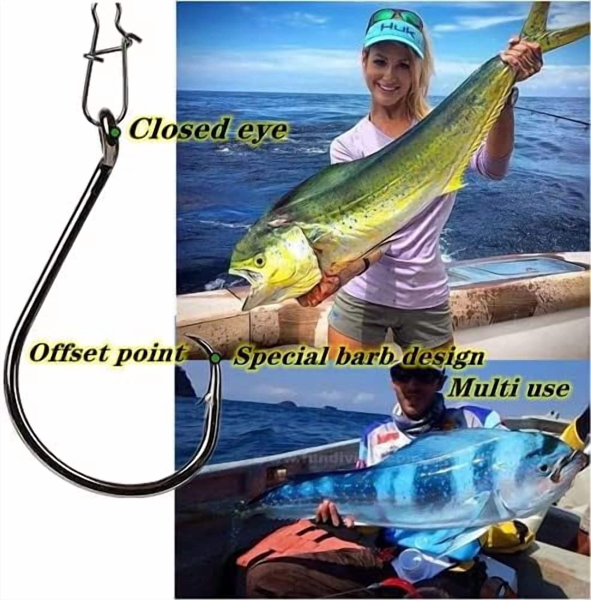 200Pcs/Box（Size:10/0... to...1/0 Strong Octopus Fishing Hooks, Forged Steel/Barded Design, Off-Set Point/Closed Eye, Strong/Sturdy, 10/0 8/0 6/0 5/0 4/0 3/0 2/0 1/0 Mixed Packaging