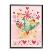Stupell Xoxo Love Letter Floral Blooms Holiday Painting Black Framed Art Print Wall Art