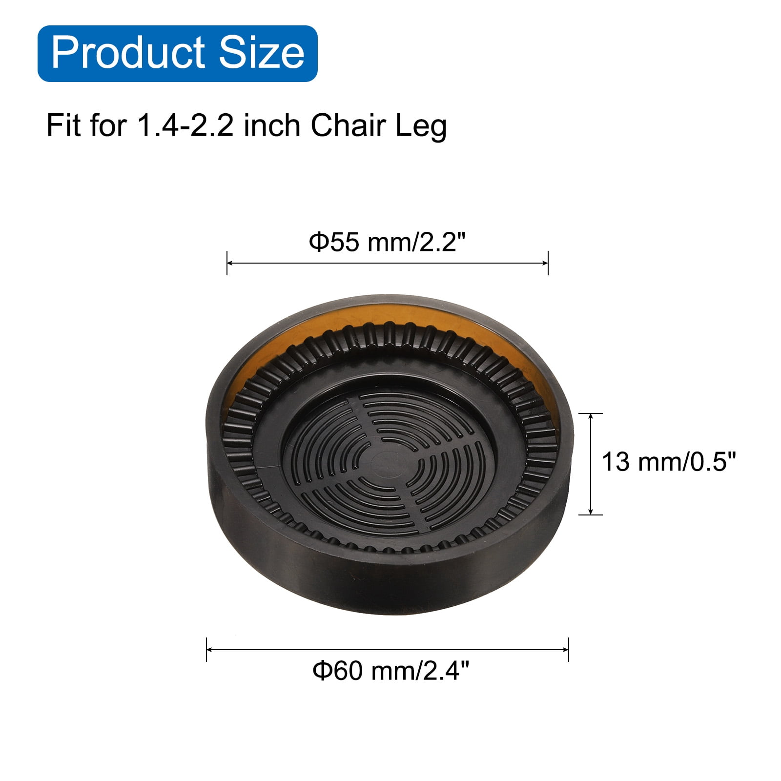 Unique Bargains Rubber Furniture Caster Cups Chair Leg Floor Protectors Pads 2.2in Brown