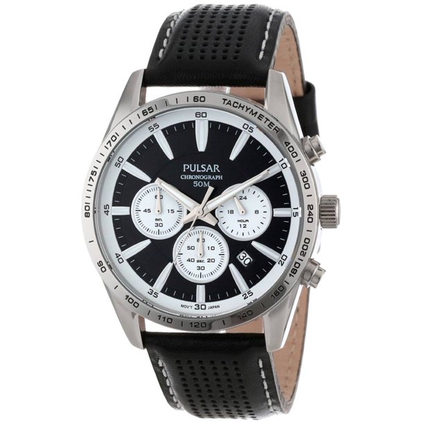 Pulsar PT3297X Men's Everyday Value Black Dial Leather Strap