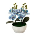 thumbnail image 2 of Artificial Orchid,Potted Phalaenopsis Realistic Faux Flower Plants Lifelike Potted Bonsai Living Room,Office,Tabletop Decor,7.87x4.13x2.36 Inch,Blue, 2 of 7