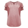 thumbnail image 4 of HAiming Women's Short Sleeve T-Shirt Dressy Casual Round Neck Basic Ruffle Cute Summer Top 2025 Spring Fashion Clothes, 4 of 9