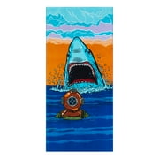 Mainstays Scuba Diver & Shark Pattern Velour Beach Towel, Multi-Color, 60”L x 28”W