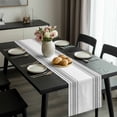 thumbnail image 2 of Grey Striped Table Runner 72 Inches Long, Modern White Striped Abstract Art Aesthetics Kitchen Coffee Dining Table Decoration for Home Party Birthday Wedding Home Decor 16x72 Inches, 2 of 8