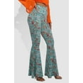 thumbnail image 4 of High Waist Soft Brushed Wide Flare Pants - Teal, Orange Floral, 4 of 9