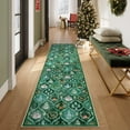 thumbnail image 5 of Moynesa Christmas Runner Rugs 2'x8' Hallway Rug Xmas Tree Runner Kitchen Rug Washable Rug Non Slip Moroccan Carpet Holiday Decor Geometric Soft Rug for Bedroom Bathroom Laundry Living Room, Green, 5 of 12