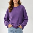 thumbnail image 6 of Lmnyox Sweatshirts for Women Vintage Loose Solid Color Crew Neck Pullover Casual Long Sleeve Tops, 6 of 7