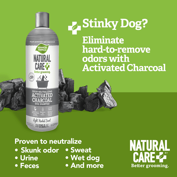 Natural Care Advanced Formula Odor Neutralizing Activated Charcoal Dog Shampoo Light Herbal Scent 16 oz