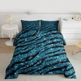 thumbnail image 2 of Homewish Abztract Zebra Stripe Full Size Comforter Sets,Diamond Sparking Print Bedding Comforter Set,Blue Black Bedding Sets For Girsl Kids,Breathable Home Decor Reversible,3pcs, 2 of 8