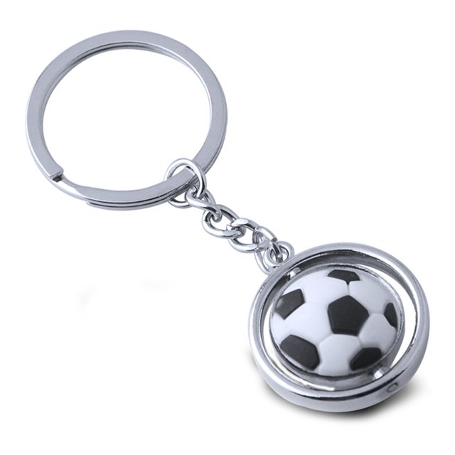 Soccer Ball Keychain - Metal Rotating 3D Sports Keychain, Football Key Ring, Birthday