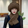 thumbnail image 2 of MEICHEN Warm Set for Women, 2 Pcs Winter Hat Scarf Set Fuzzy Thickened Windproof Warm Neck Wrap Solid Color Dome Fisherman Hat, Fall Winter Fashion Accessories, 2 of 4