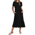 thumbnail image 3 of Zeagoo T Shirt Midi Dress for Women Summer Casual Tiered Dresses A Line Swing Long Dresses with Pockets Short Sleeve Beach Dress, 3 of 6