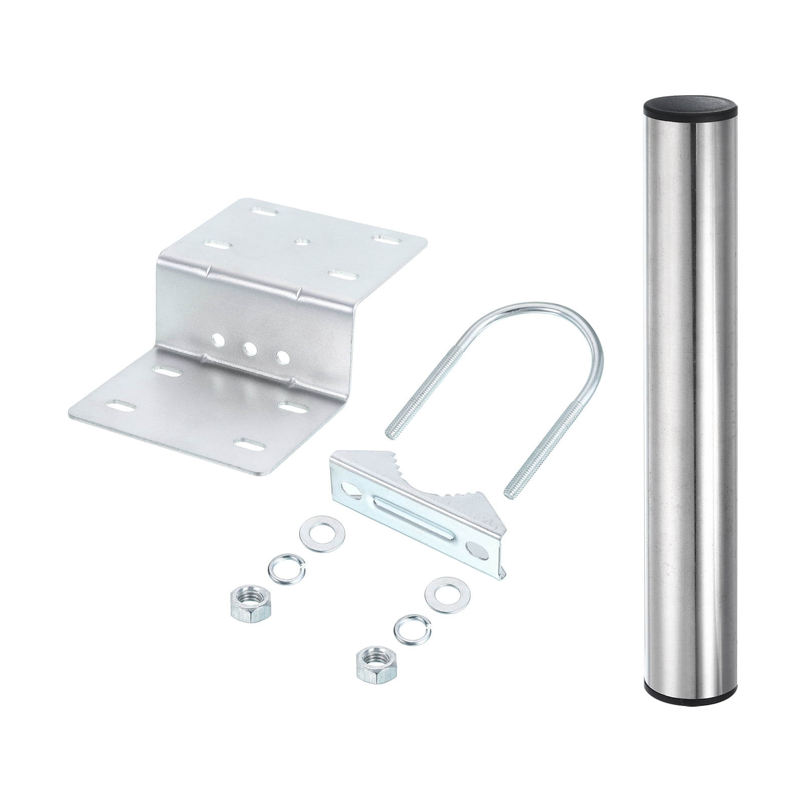 Antenna Pole Mounting Kit-Z-Bracket with Double U-bolt Clamp and 258mm Tube 1 Pack