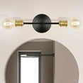 thumbnail image 4 of JONATHAN Y Jaxon 13.25" 2-Light Industrial Farmhouse Iron LED Vanity, Oil Rubbed Bronze/Brass Gold, 4 of 8