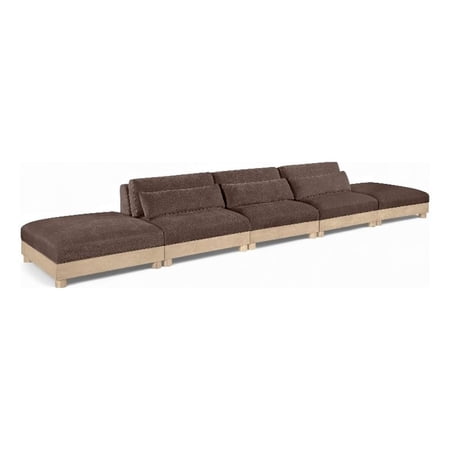Bowery Hill Contemporary 200" Brown Chenille Fabric 5-Oiece Modular Sofa