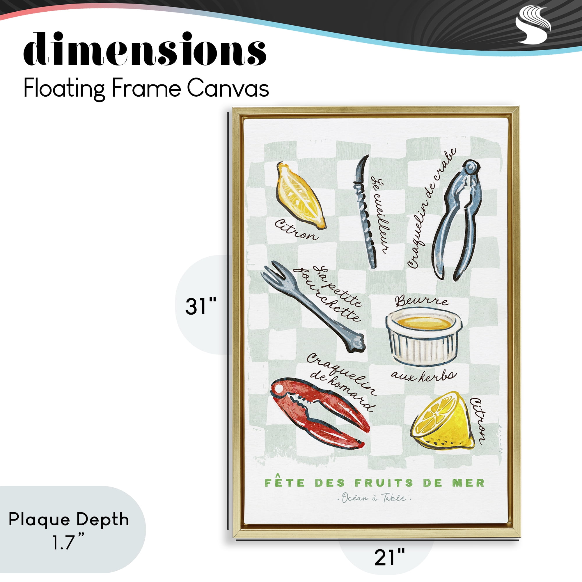 Stupell Industries Modern French Bistro Gold Framed Floater Canvas Wall Art, design by Chad Barrett