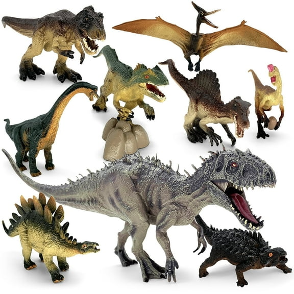 Dinosaur Playset with 14" Indominus Rex & 8 Detailed Dino Figures - Educational Toy for 3-8 Year Old Boys Girls