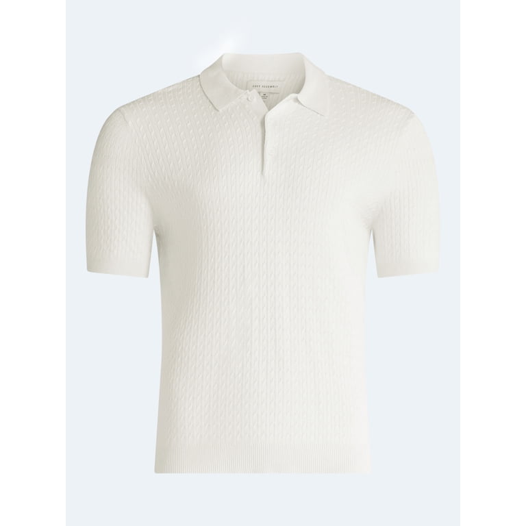 Free Assembly Men's Cozy Yarn Cable Knit Polo Sweater photo 6