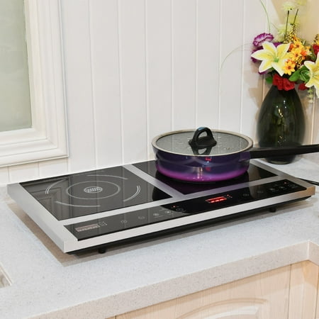 Induction Stove - Costway Electric Portable Induction Cooker Double Burner Cooktop Digital Display New