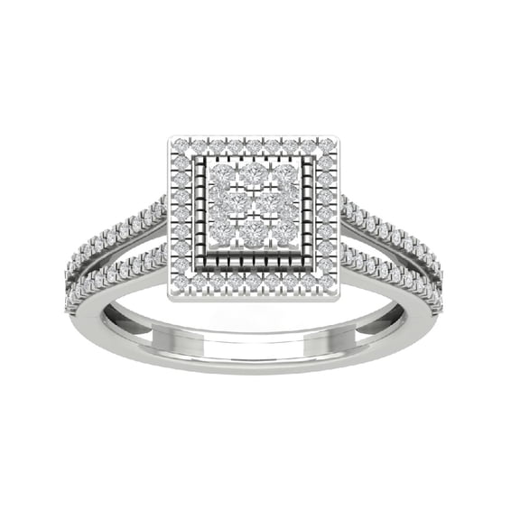 Araiya 10K White Gold Cluster Diamond Ring for Women (1/2 cttw, I-J Color, I2-I3 Clarity), Size 7