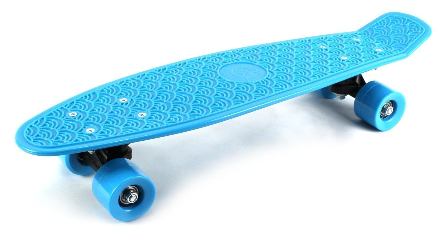 22" penny board Plastic Deck Street Skateboard Retro Wave Cruiser Banana blue 