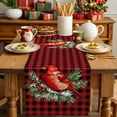 thumbnail image 4 of Burlap Table Runner 36 Inches Long,Winter Christmas Berries Bird Non-Slip Kitchen Table Runners for Dining Room Everyday Use Party Table Decorations Red Black Plaid, 4 of 9
