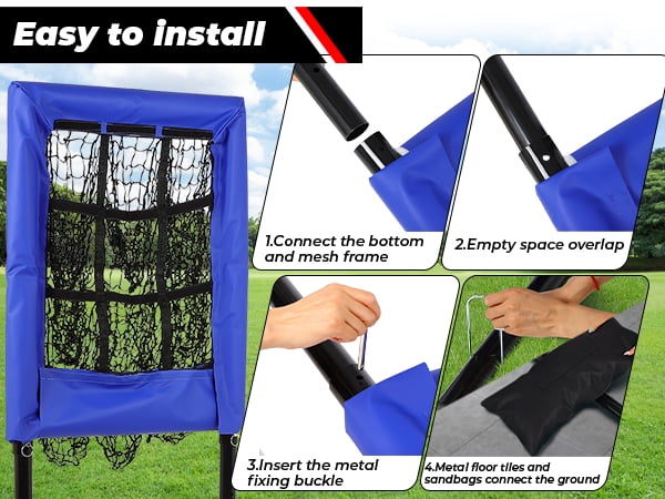 Baseball Pitching Net with Strike Zone | The No Hitter Net 9 Hole Net | Strike Zone Target for Baseball & Softball Training (Bule)