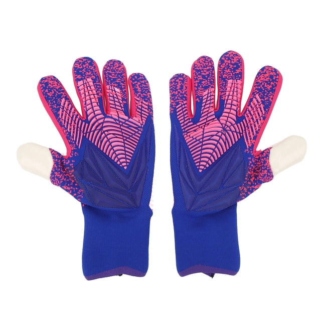 1 par de guantes de portero de fútbol, de látex, agarre fuerte, transpirables, cómodos, para entrenamiento, morados, talla 8