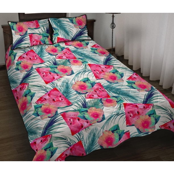 Juego de cama edredón con estampado de flores de sandía