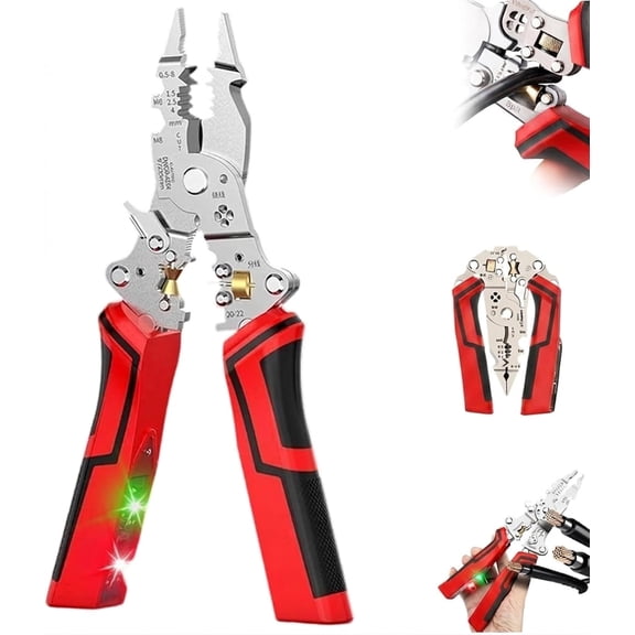 16 in 1 Wire Stripper Tool - Rechargeable with Voltage Tester (12-250V), Cuts & Strips