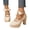 Beige, variant on Women's Bow Pearl Chunky High Heel Pumps Platform Round Toe Heeled Sandals Ankle Strap Elegant Dress Mary Jane Shoes Beige Size 7