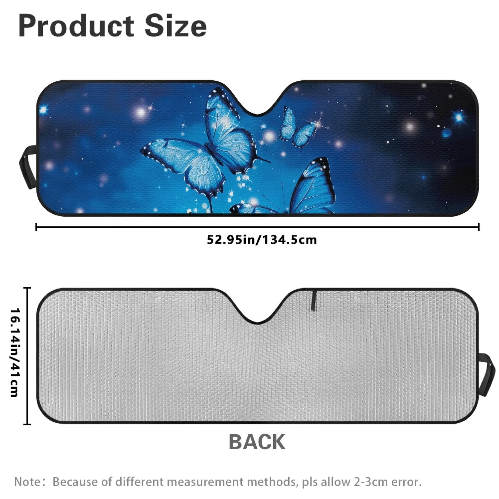 HUIACONG Blue Butterfly Sunshade Windshield Car Sun Shade Heat Shield Sunshade Sun Visor Mat for 1997-2017 Jeep Wrangler Rubicon Sahara TJ JK JKU 2/4 Doors