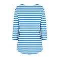 thumbnail image 4 of miqiqism Fashion Striped Tops For Women Trendy Long Sleeves Tshirts Juniors Flowy Loose Fit Blouses Teen Girls Deep V Neck Colorblock Pleated Pullover Clothing,Light Blue,XX-Large, 4 of 4