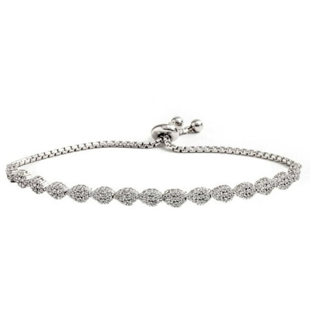 Pori Jewelers Multi Oval CZ Sterling Silver Friendship Bolo Adjustable Bracelet