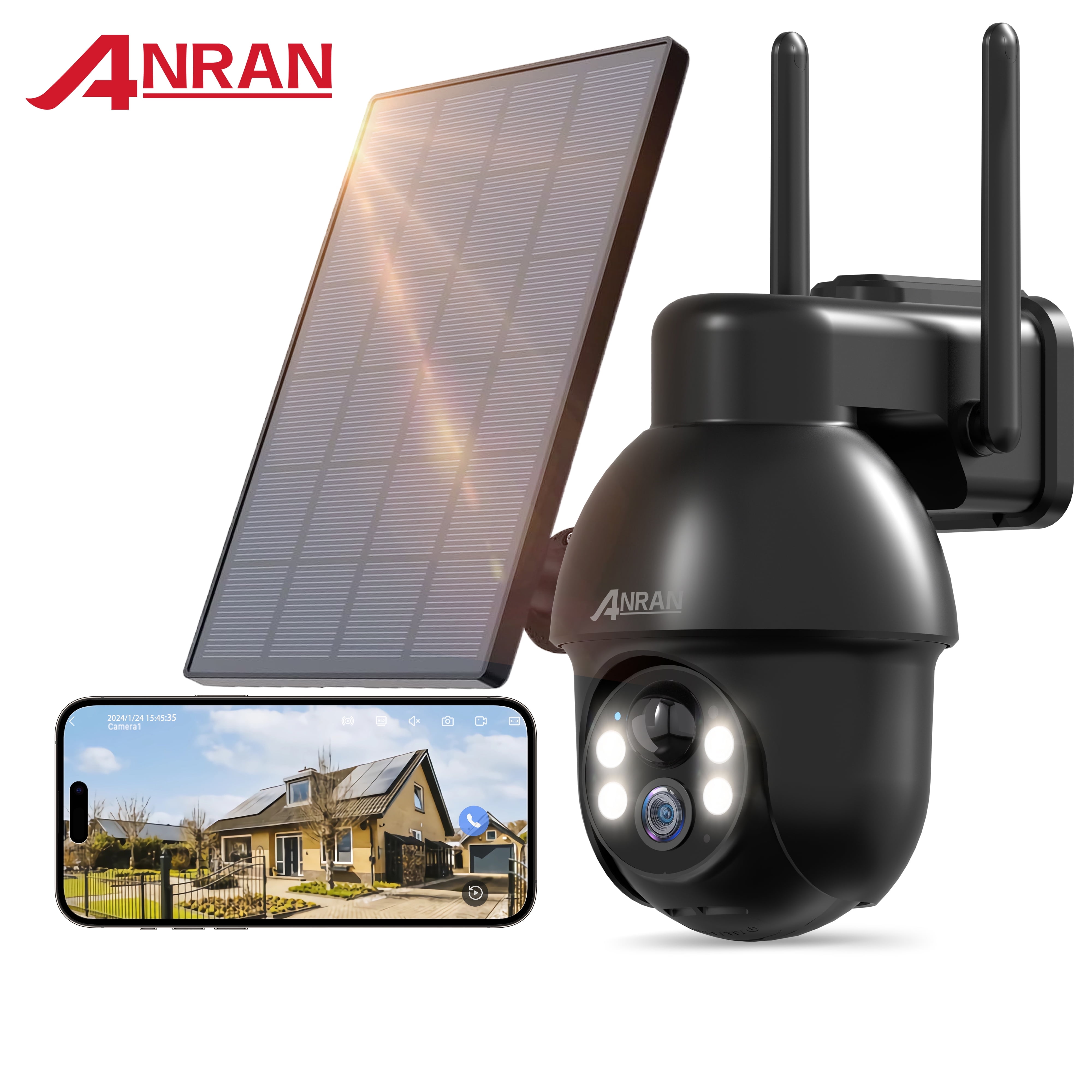 ANRAN Telecamera Esterna 5MP 360° PTZ | WiFi Dual-Band 2.4/5GHz | Tracciamento Automatico E Visione Notturna A Colori | Audio Bidirezionale