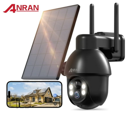 ANRAN 2K Security Camera Wireless Outdoor, Solar Outdoor Camera with 360° View, Smart Siren, Spotlights, 3MP Color Night Vision, AI Human Detection, 2-Way Talk