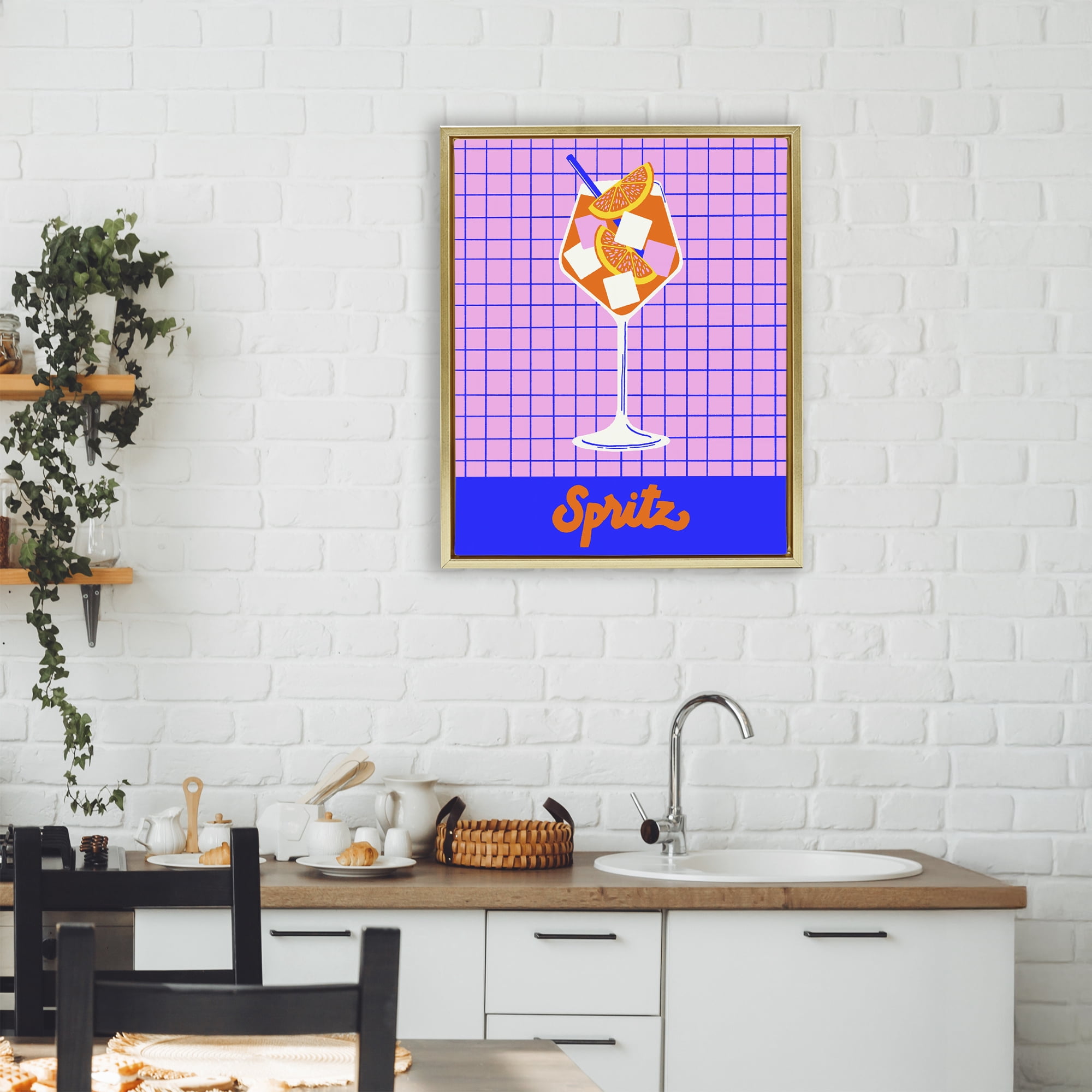 Stupell Industries Colorful Summer Spritz Drink Gold Framed Floater Canvas Wall Art, design by Indira Prieto | IndySign